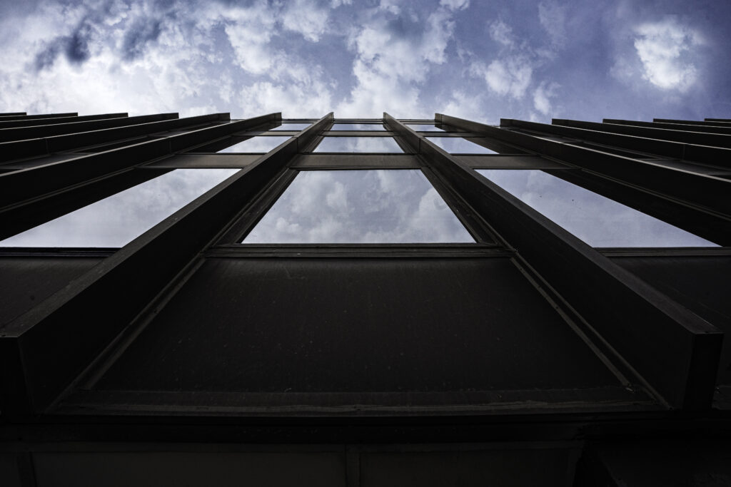 Leslie Levine BFA Photography Queens College building reflection up