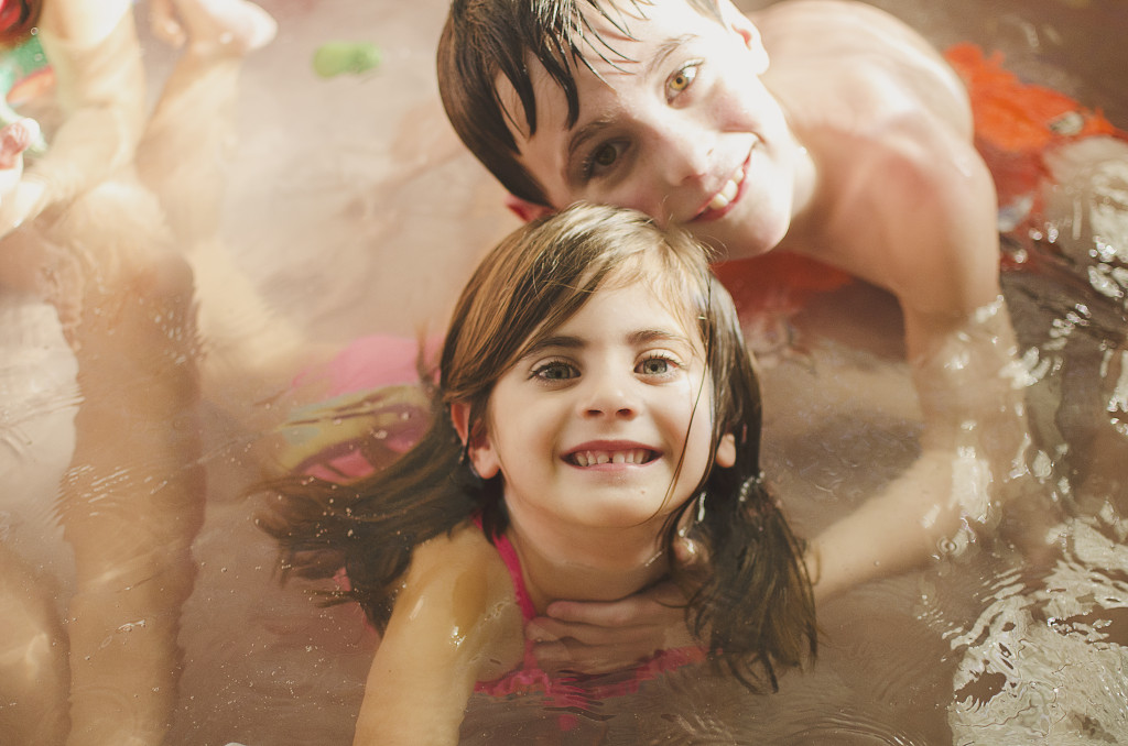 Hot tub fun with cousins