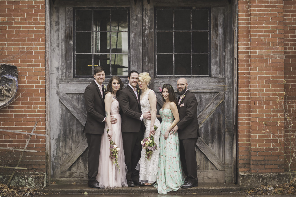 Long Island natural light bridal party barn door