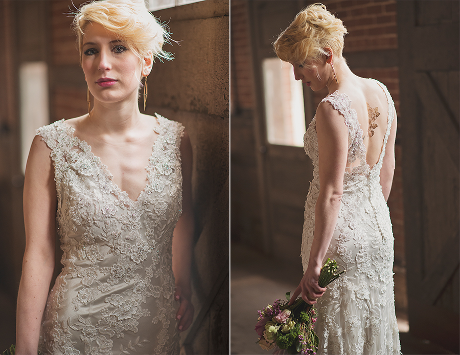 hipster bride in lace