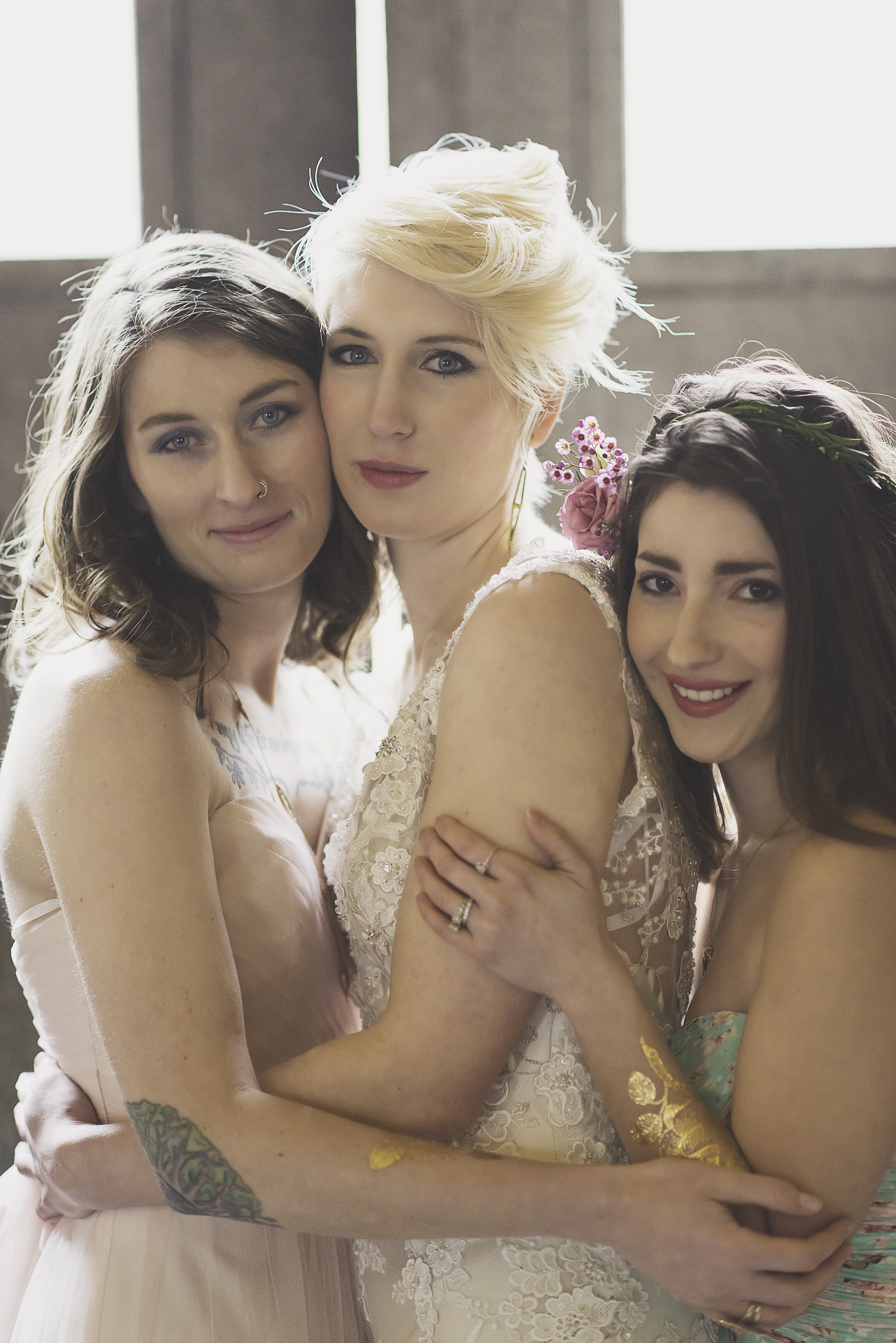 Long Island edgy bridesmaids and bride