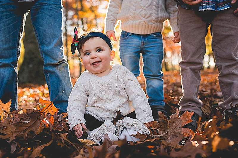 Long Island Family Photography baby in the leaves