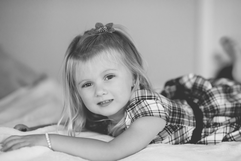 cute little girl black and white portrait