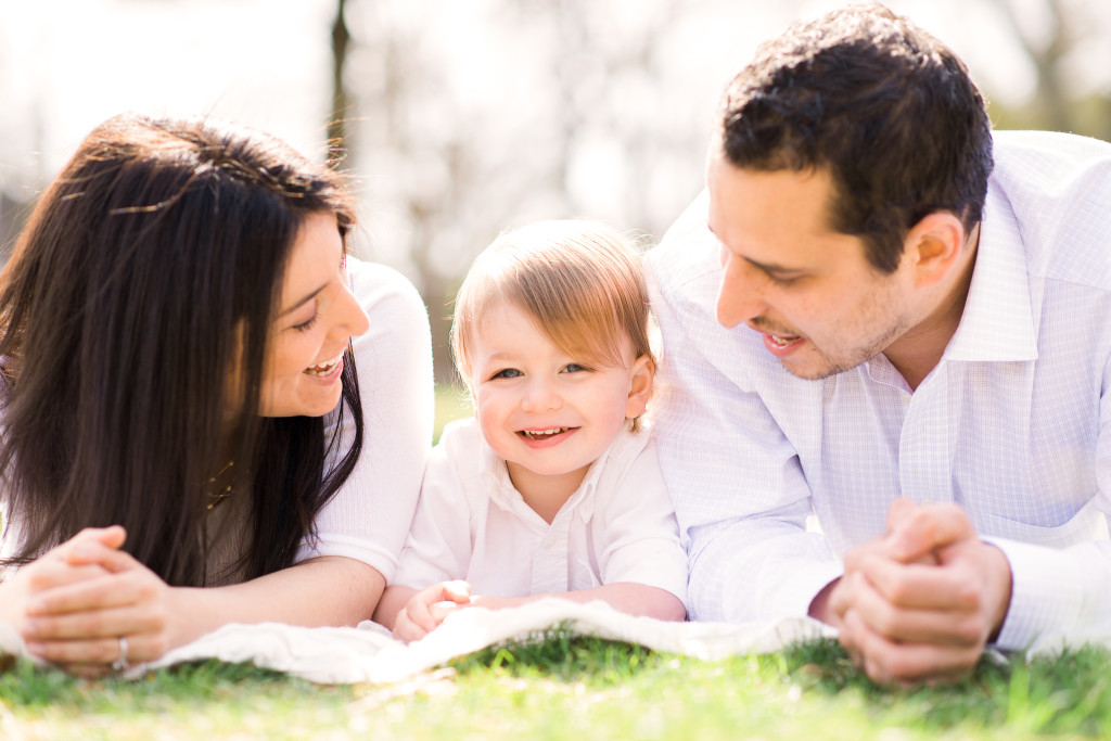 family of three spring photos