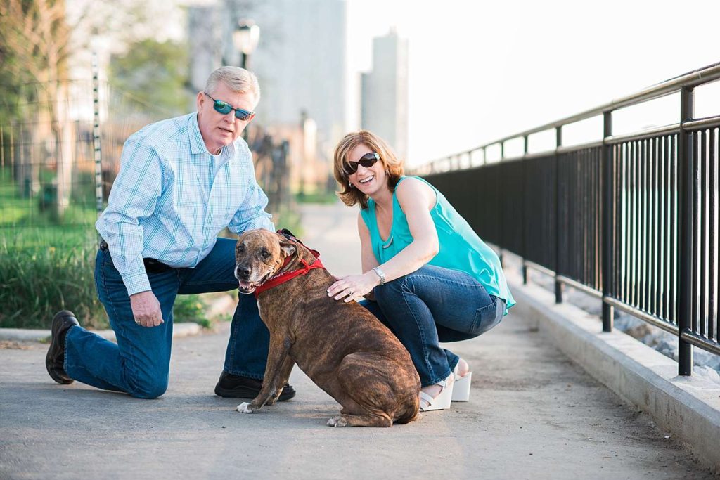 couple with their dog at Queensborough bridge park