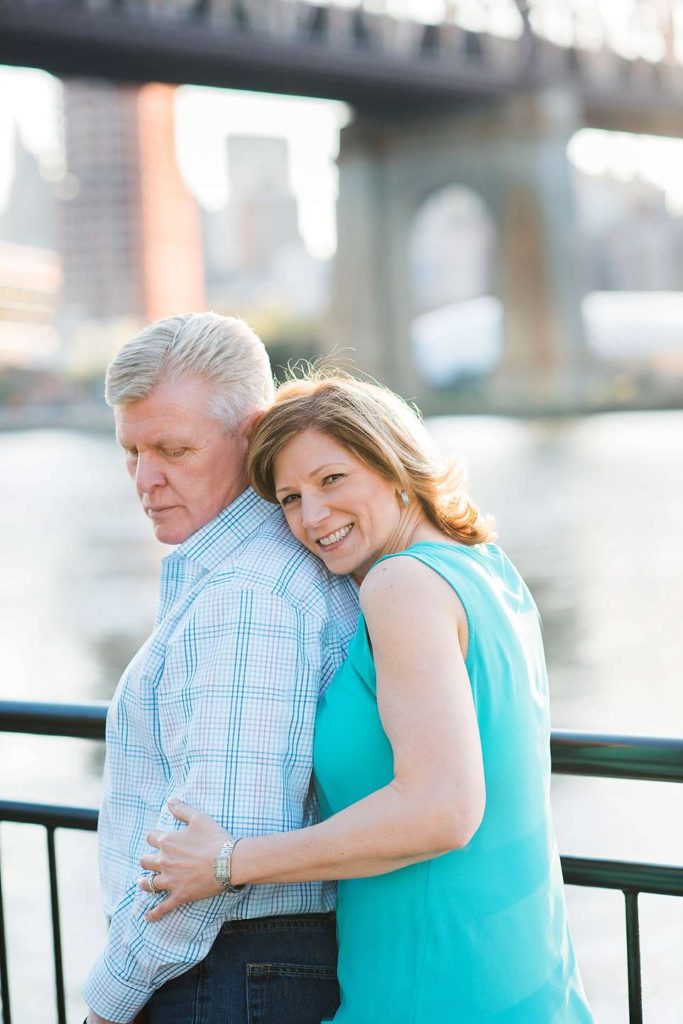 new york city bridge couple portrait