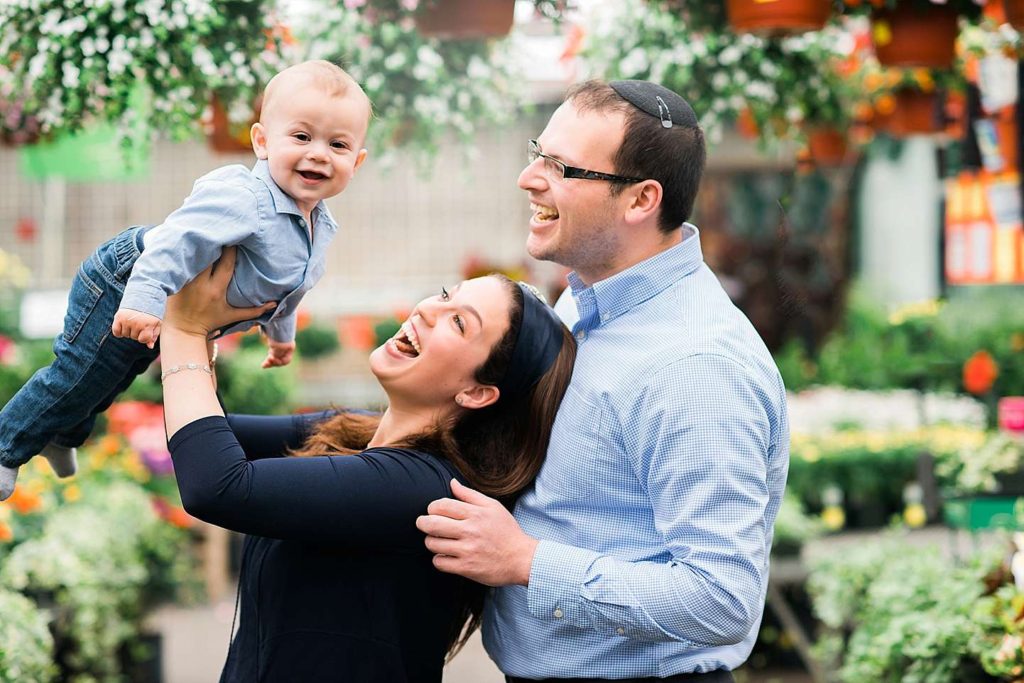 Family of three at Dee's Nursery