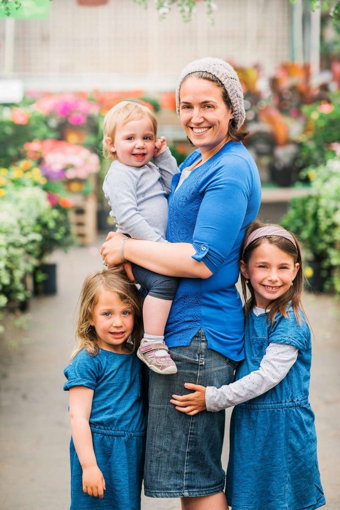 mom and her kids at Dee's Nursery