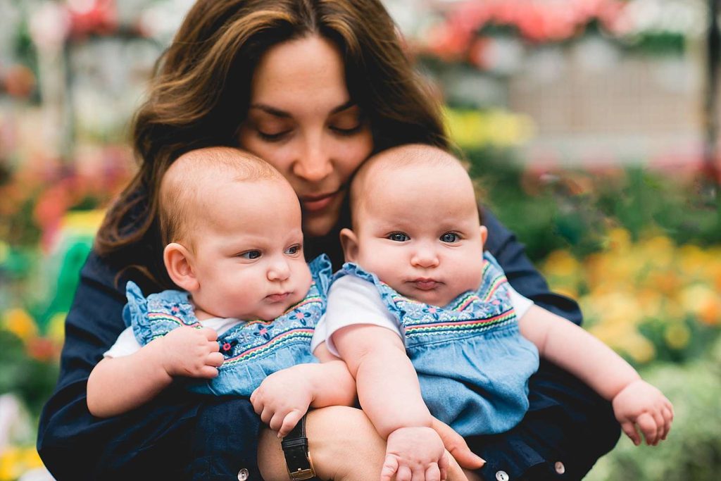 mom and her twins