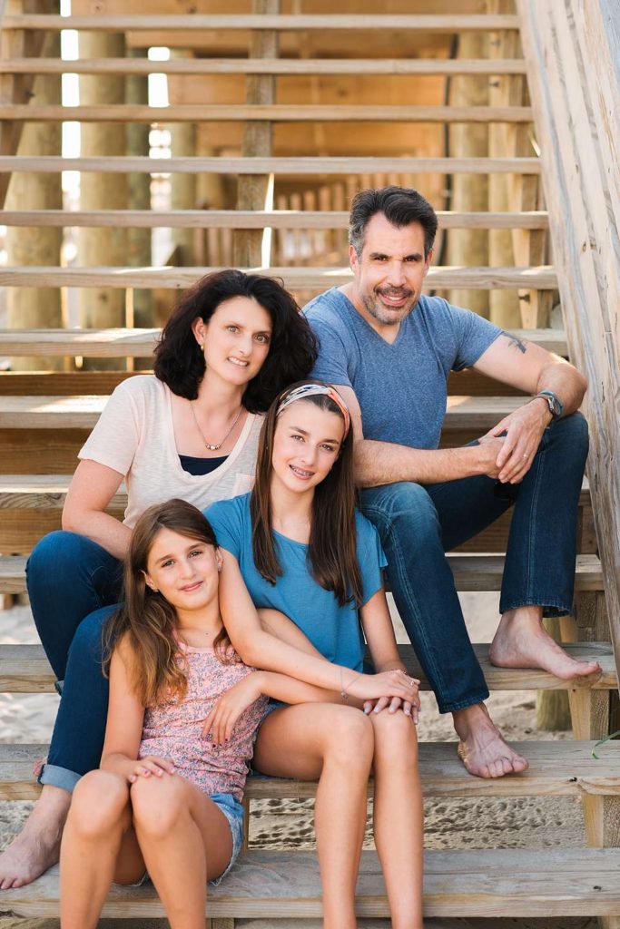 Family of four beach portraits in Long Beach