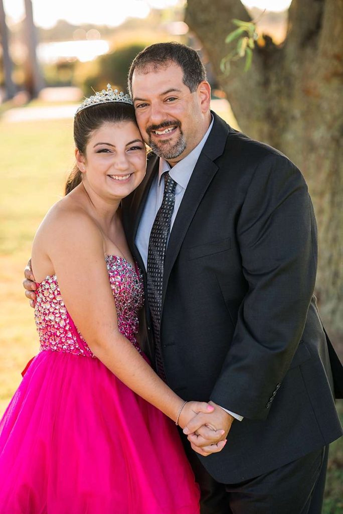 dad and bat mitzvah girl at Lawrence Country Club