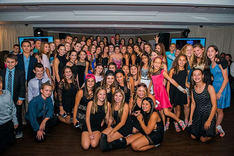 bat mitzvah girl with friends