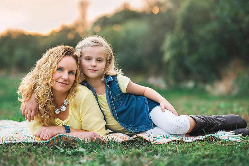 sweet mom and daughter pose