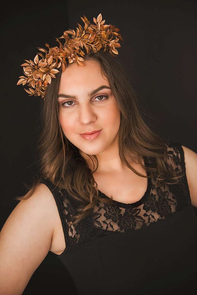 Modern teen studio portraits flower crown