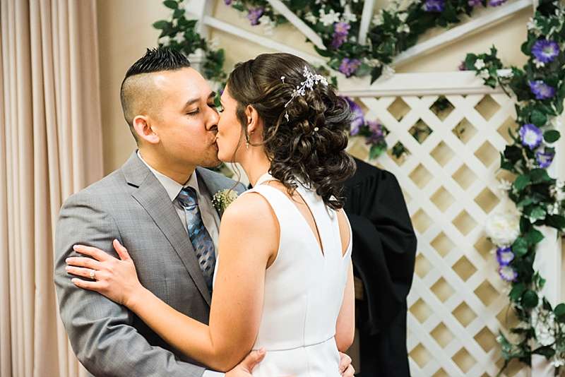 Long Island Town Hall Wedding wedding kiss