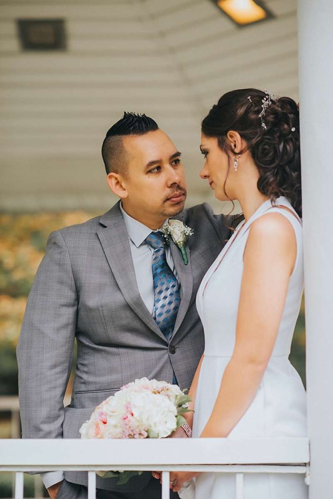 Long Island Town Hall Wedding couple portraits at Garden City Gazebo