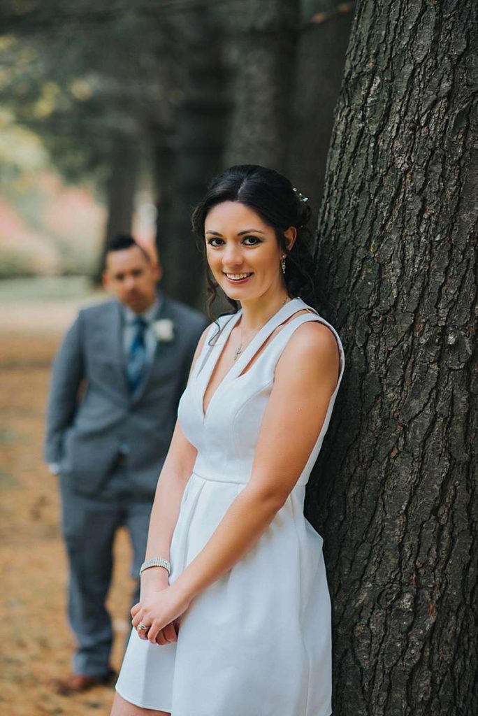 Long Island Town Hall Wedding bride and groom