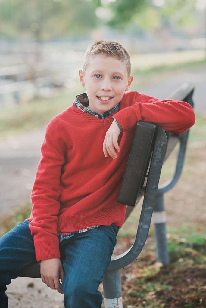Long Island Family Photographer boy in red sweater