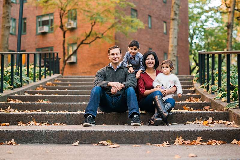 New York City Family Photographer on the stairs