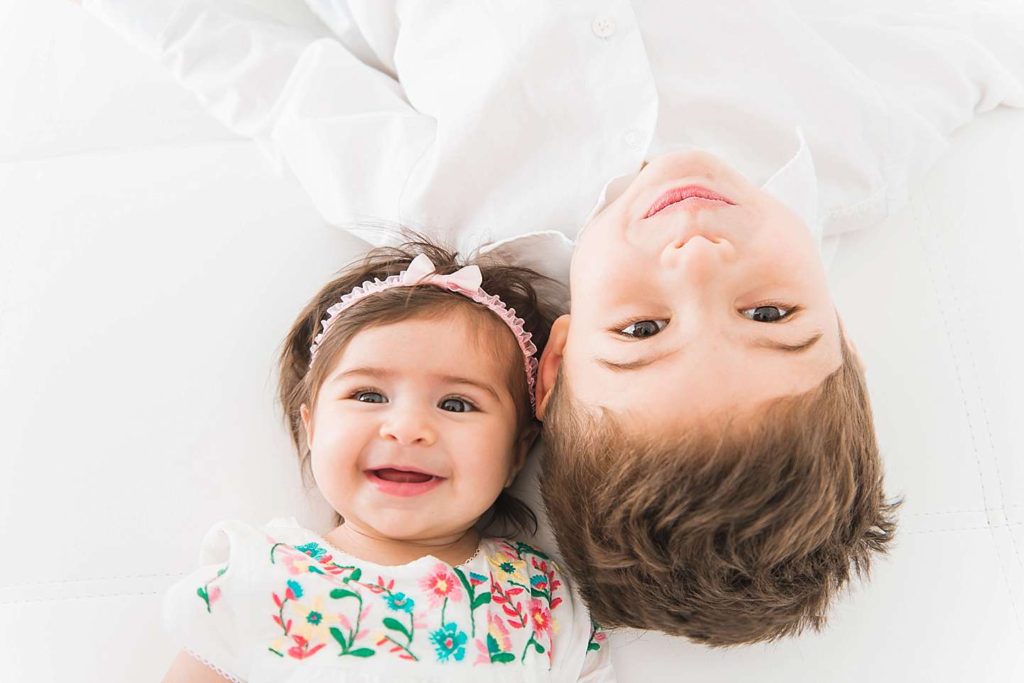 Long Island Child Photographer brother and baby sister studio session