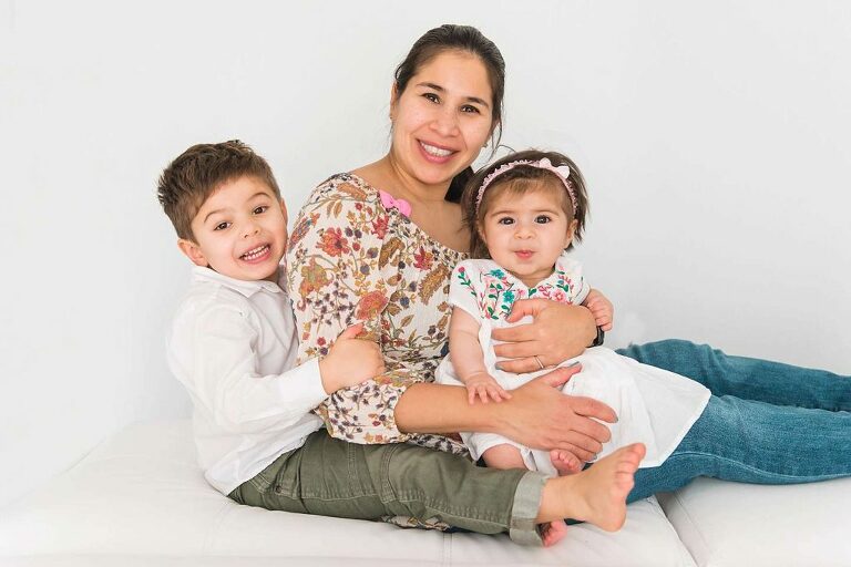 Long Island Child Photographer mom and her babies in the studio