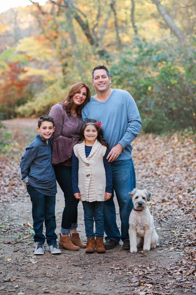 Long Island Family Photographer with the family dog at Hempstead Lake State Park