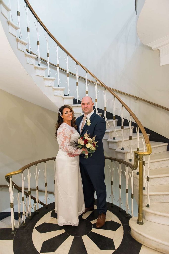 Long Island Wedding Photographer West Islip Town Hall staircase