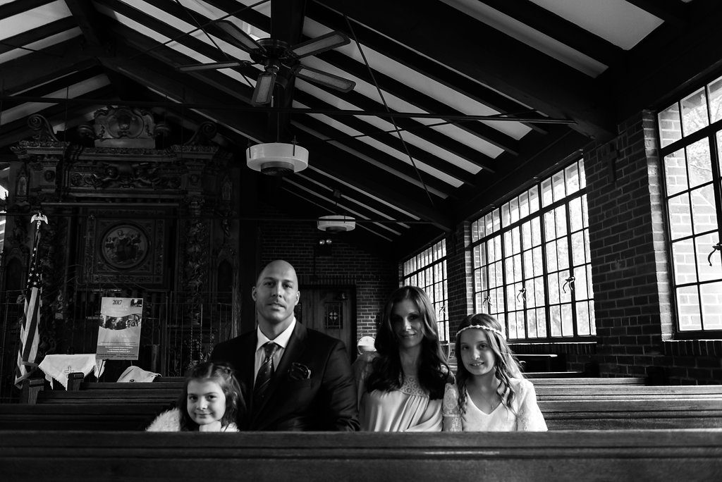 Long Island Modern Portrait Photographer black and white in the chapel