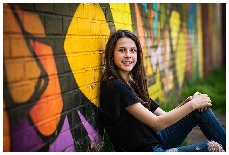 Brooklyn Bridge Bat Mitzvah against wall mural