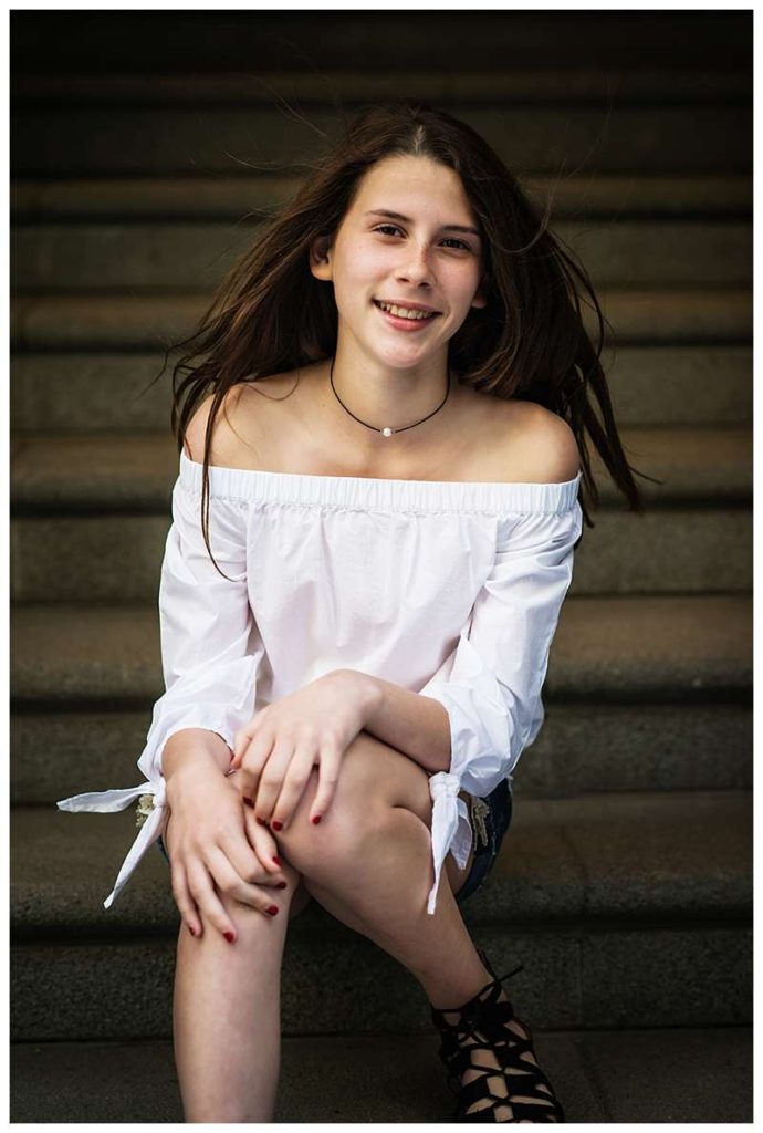 Brooklyn Bridge Bat Mitzvah wind in her hair