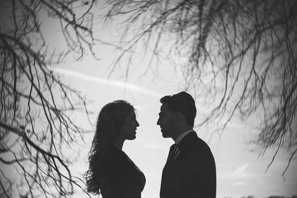 Long Island Engagement Photographer black and white silhouette 