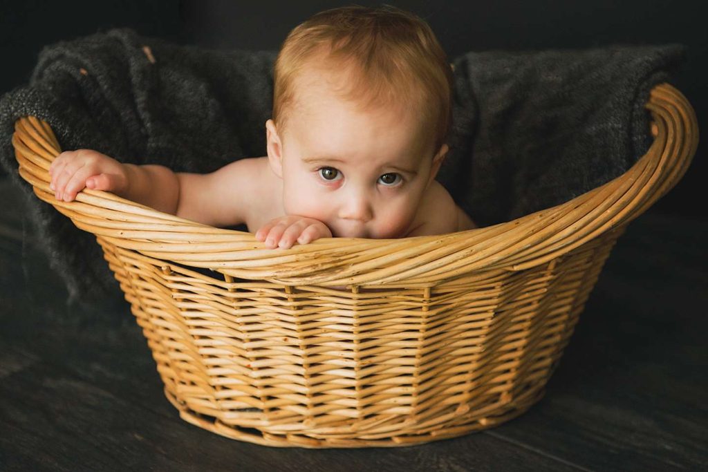 Long Island Baby Photographer baby in a basket