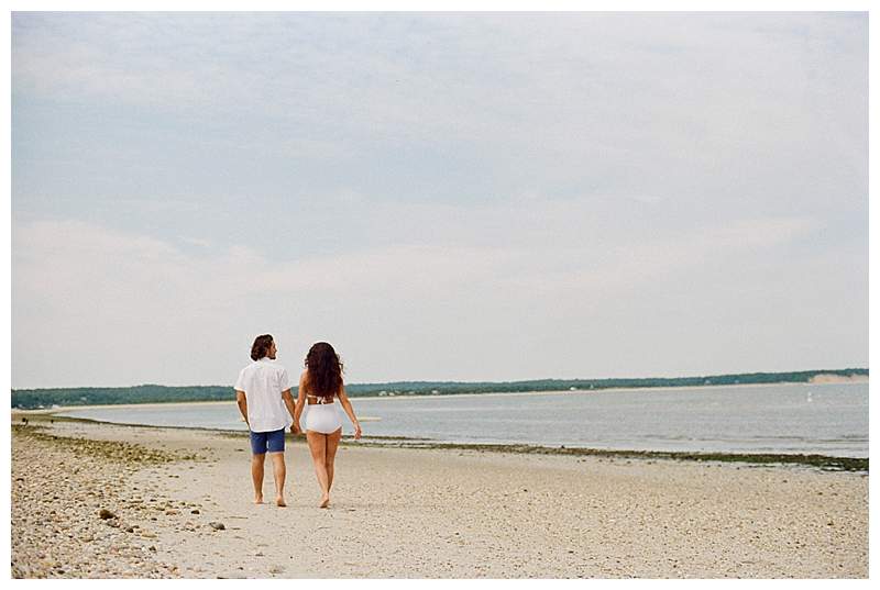 Long Island Film Beach Engagement romantic couple on north shore beach