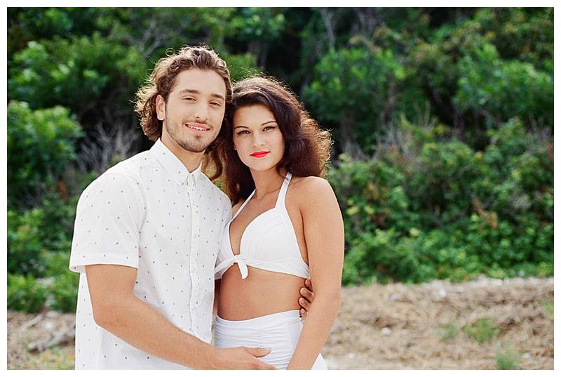 Long Island Film Beach Engagement retro couple film portrait