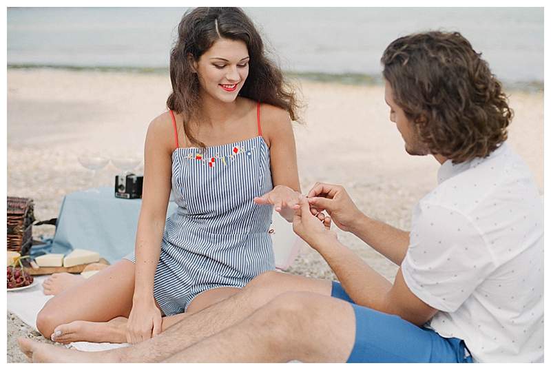 Long Island Film Beach Engagement she sees the ring