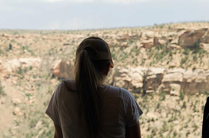 Mesa Verde National Park Travel Photography Lana looking out from Balcony House