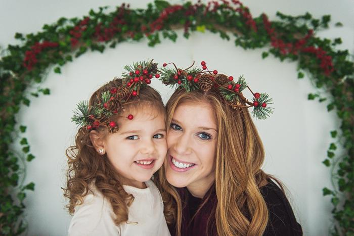 Long Island Christmas Card Mini mother and daughter christmas flower crown