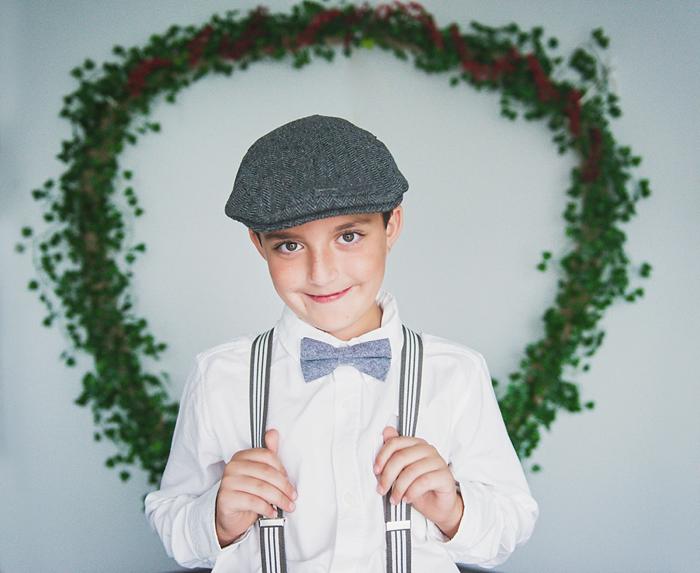 Long Island Christmas Card Mini suspenders and hat