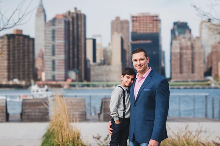 Gantry Plaza Family Photos Father and son manhattan skyline