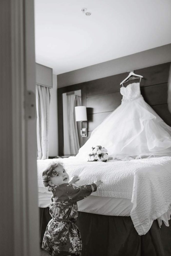 Fun Long Island Wedding Photographer black and white bridal prep