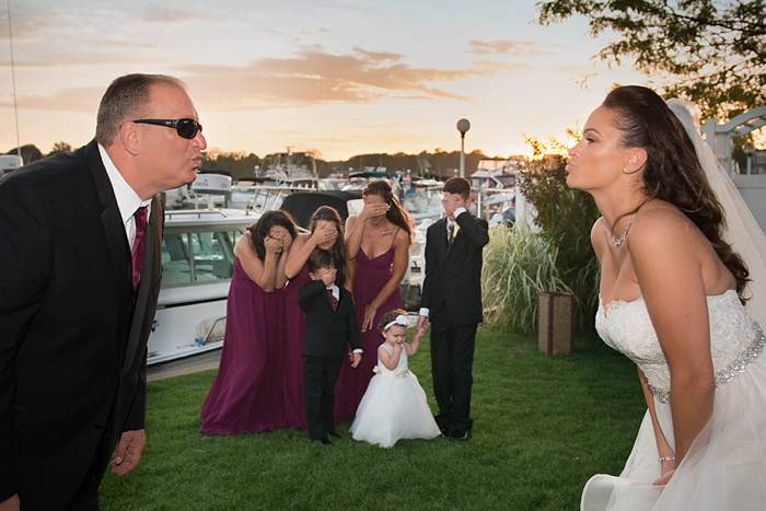 Fun Long Island Wedding Photographer bride and groom kisses