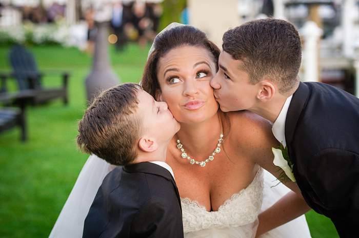 Fun Long Island Wedding Photographer mom kisses