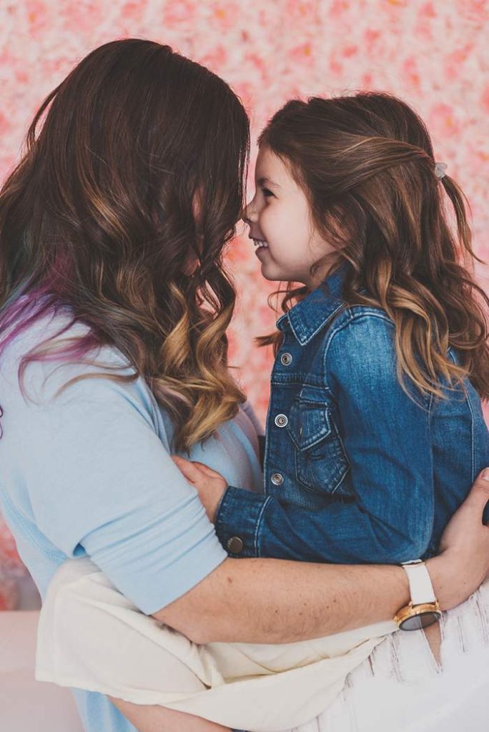 New York Mom and daughter photos nose to nose