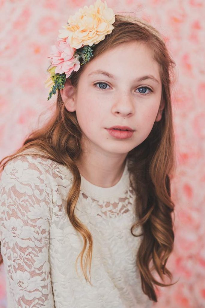 New York Mom and daughter photos young girl in flower crown