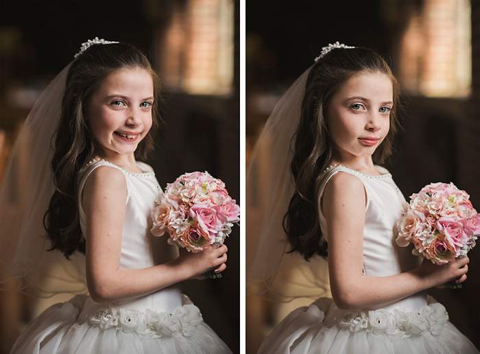 Long Island Communion Photography white dress and flowers