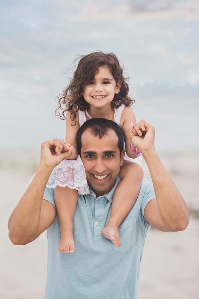 Lynbrook Family Photos on dad's shoulders