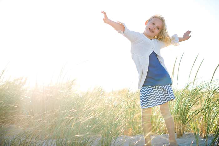 Long Island Sunset Beach Mini little girl in the dune grass