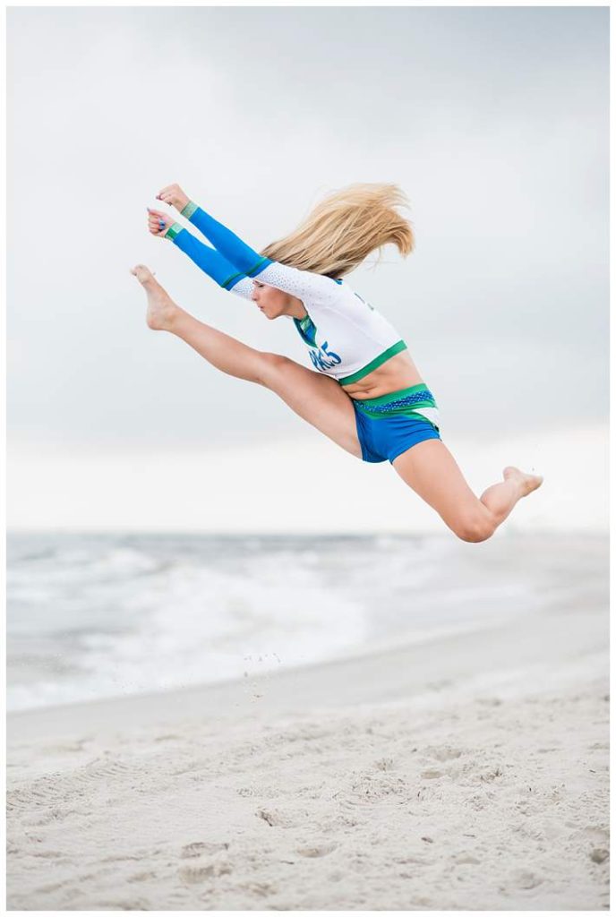 Cheerleader photos Long Island stunt on the beach