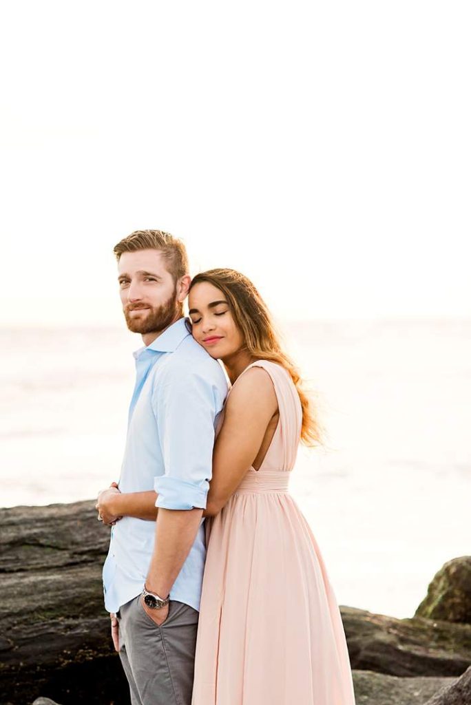 Long Island Beach Wedding Photographer couple pose