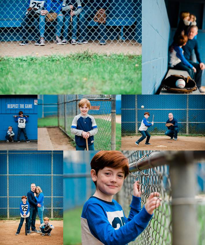 Long Island themed Family Photographer baseball themed family session